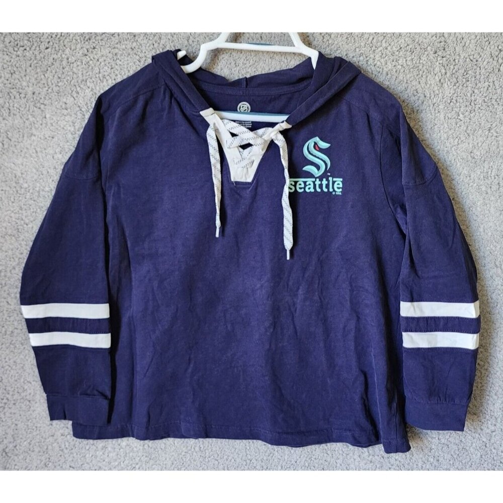 Seattle Kraken Women's Long Sleeve Pullover Hockey Hoodie Sweatshirt NHL Blue XL